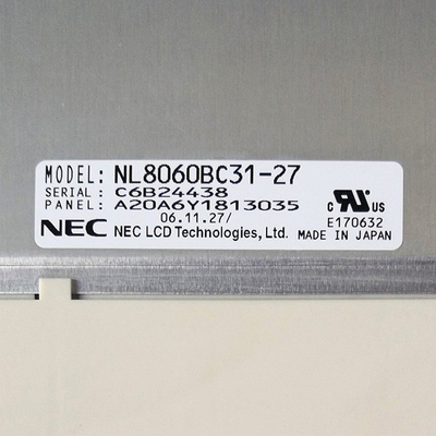 شاشة LCD مقاس 12.1 بوصة 82ppi NL8060BC31-27 لجهاز التحكم في الماكينة الصناعية