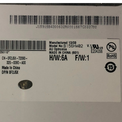 AUO شريط عمودي 15.6 بوصة LCD Pane B156HW02 V1 1920 * 1080141 PPI